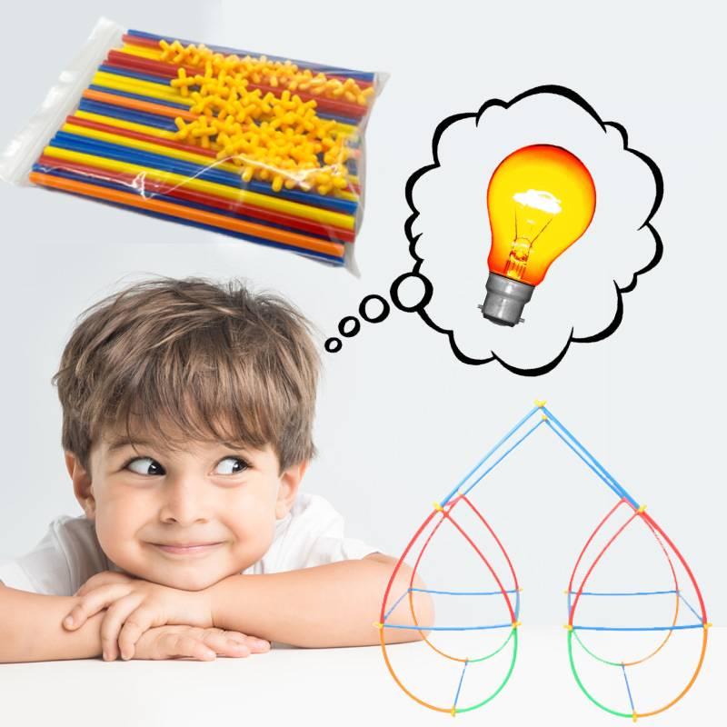 Straw Puzzle Children Intelligence Diy Parentchild Interactive Assembling Toys