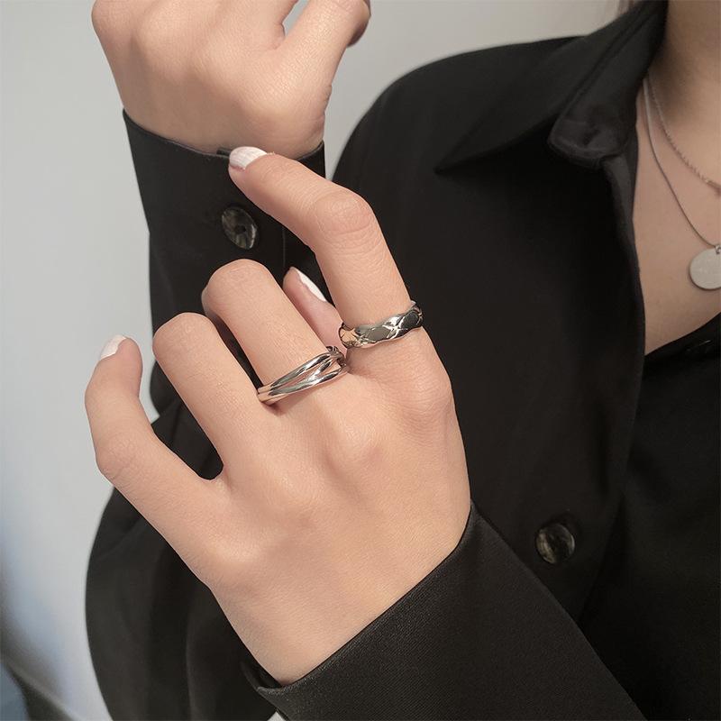 Cross Double Ring,Adjustable Finger Ring,Women Stack Ring,Minimalist Ring Set,Index Finger Ring,Unique Design Ring,Ladies Metal Ring,Personality Band