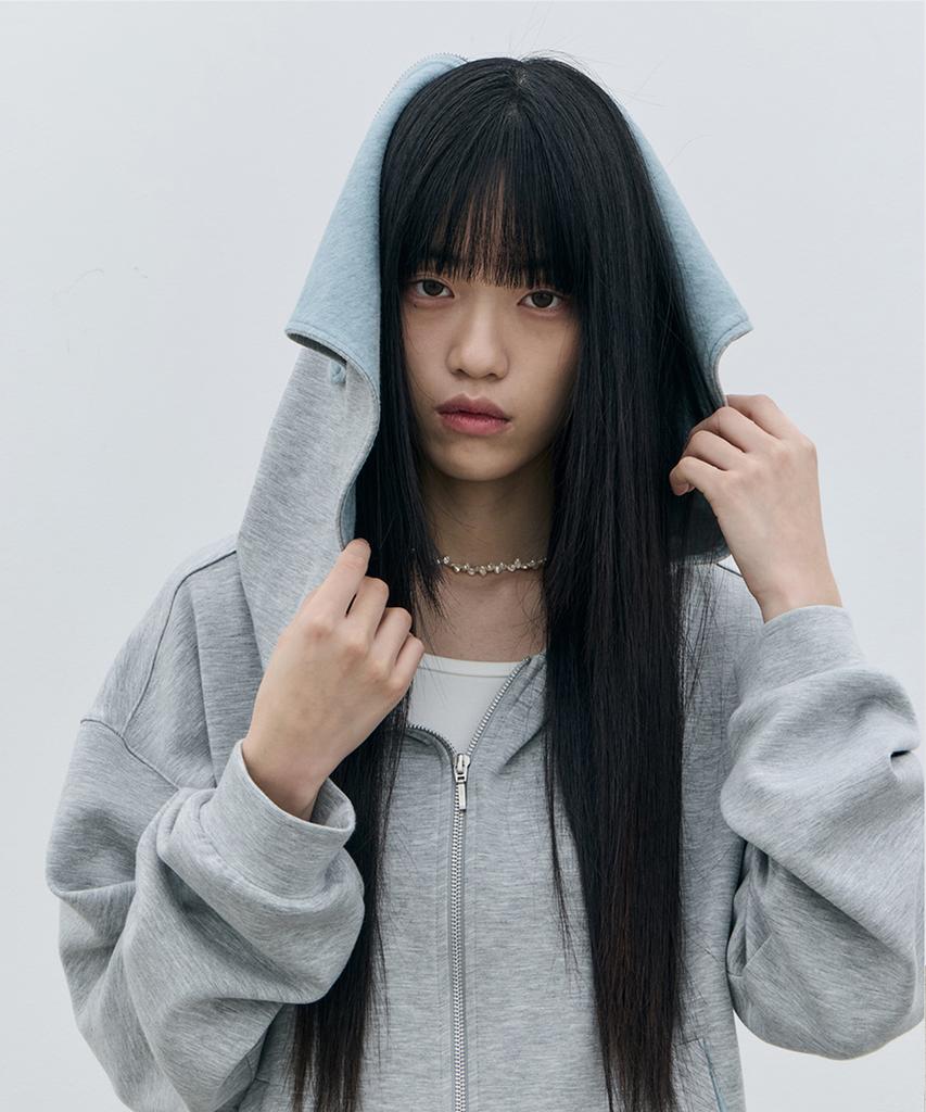 ROWM Soft Contour Hooded Zip-Up (Gray/Mint)