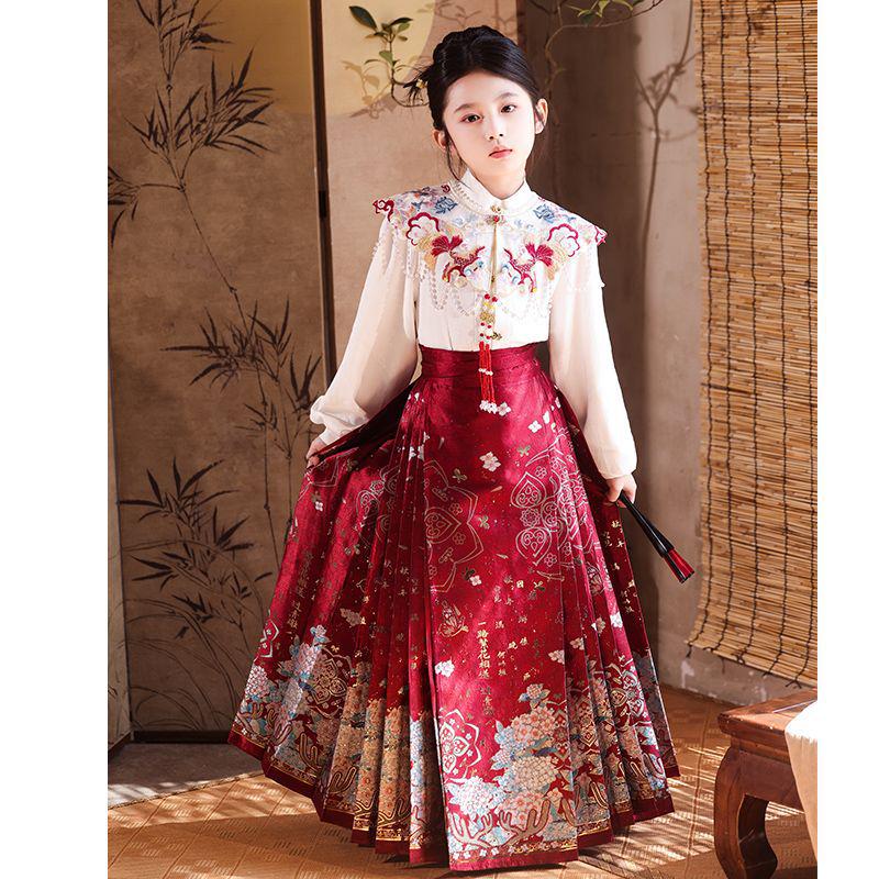 2025 Spring & Autumn Girls' Hanfu Skirt Set: Chinese Tang Style