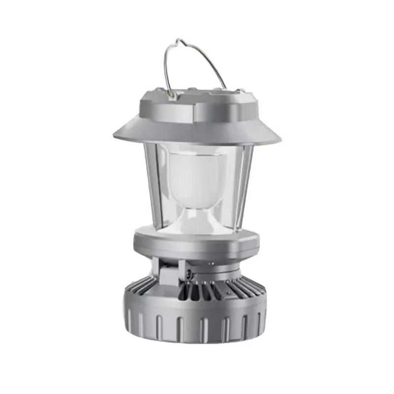 

Barbecue fan camping light rechargeable tent environmental light outdoor portable emergency work light bright flashlight fishing hiking Silvery