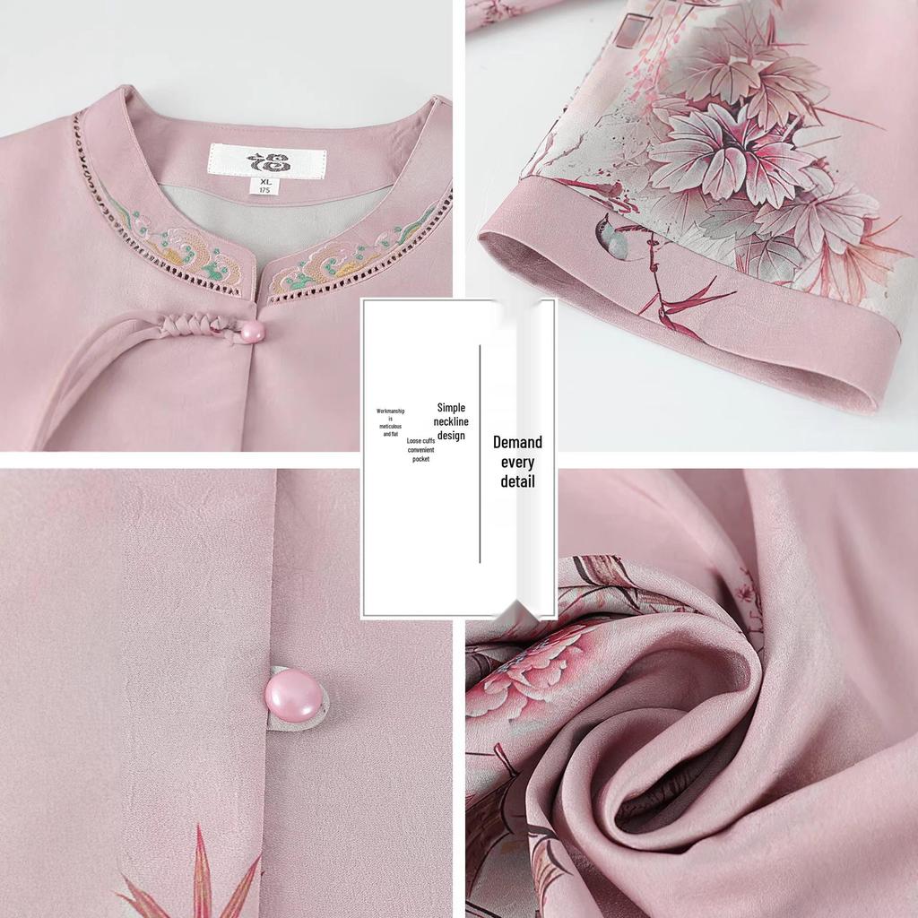 Stylish Summer Set for Women: Chinese-Inspired Short-Sleeve Top and Pants for Middle-Aged and Elderly Ladies