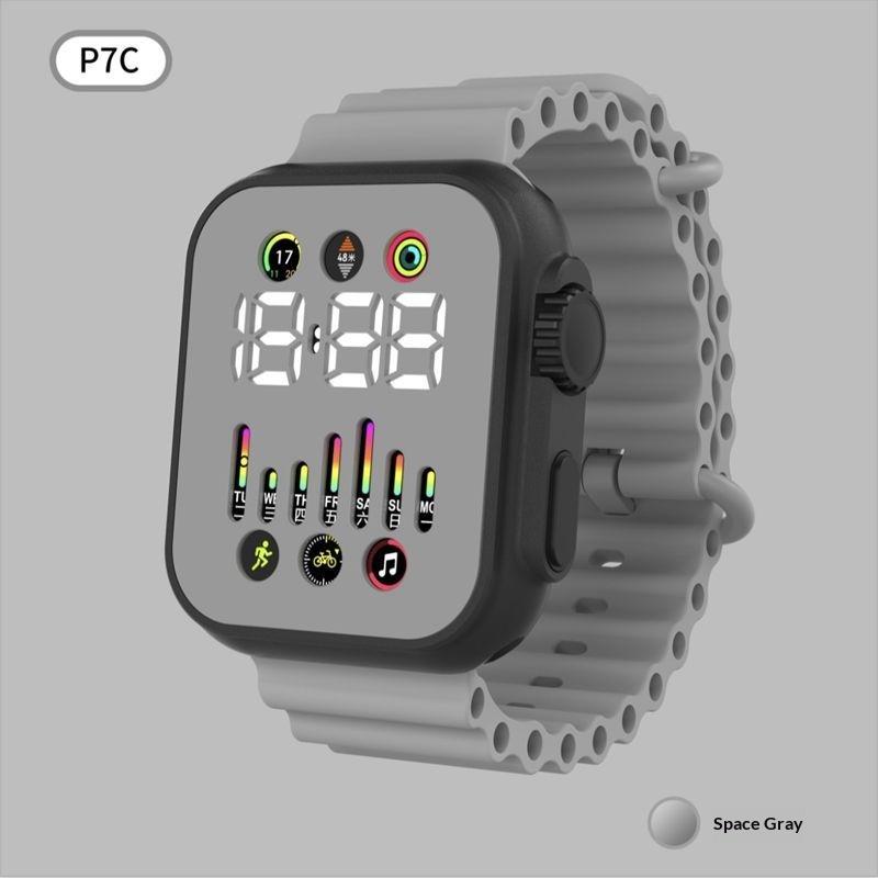 Electronic Watch Hollow Week Digital Sports Student LED Electronic Watch Couple Hollow Color Screen Watch Week Square Electronic Watch