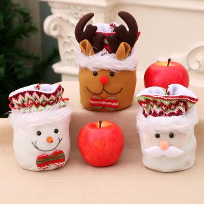 Decorazioni Natalizie Sacchetto Regalo di Natale Sacchetto per Caramelle Sacchetto per Mela Babbo Natale Cartone Animato Peluche Chiusura Sacchetto Regalo