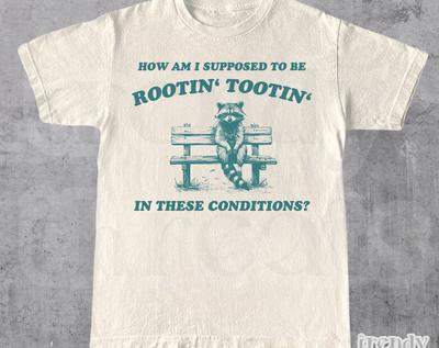 Rootin Tootin Graphic T-Shirt • Retro Unisex Adult T Shirt • Vintage Raccoon T Shirt • Nostalgia T Shirt • Relaxed Cotton Tees