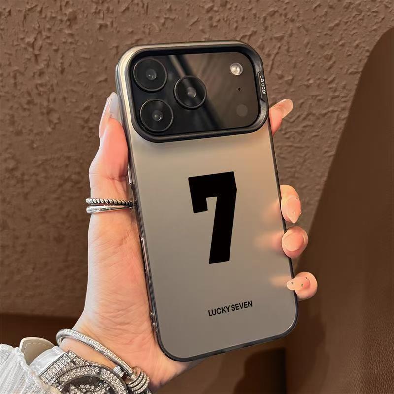 

Цветной серебристый чехол для телефона для iPhone 17 Pro, совместимый с iPhone Air 16/15/14/13 - Дизайн Счастливое число 7 11 чёрный