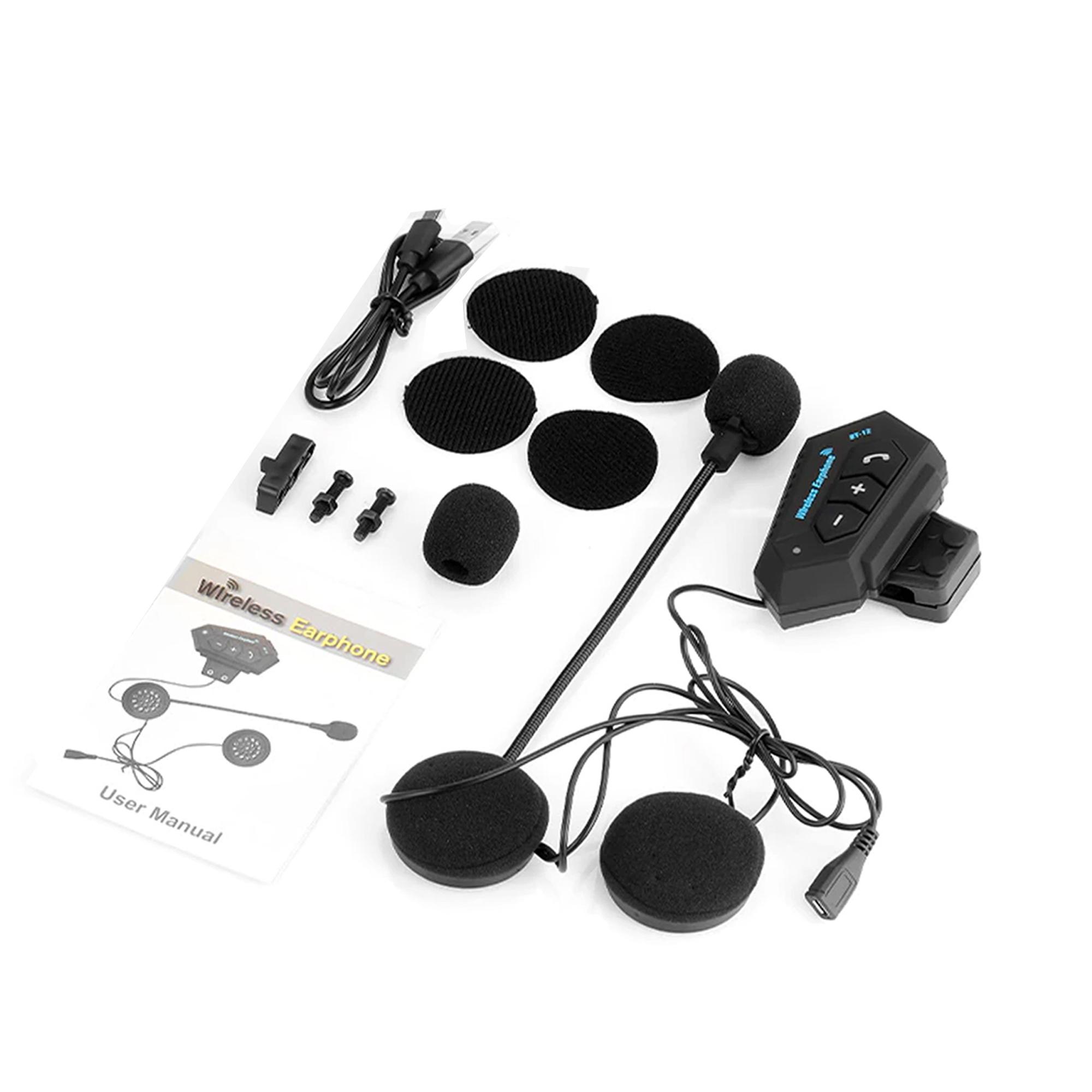 

Гарнитура для мотоциклетного шлема BT12, беспроводные наушники для езды BT5.0 с функцией автоматического ответа и шумоподавлением, водонепроницаемые наушники для мотоциклистов