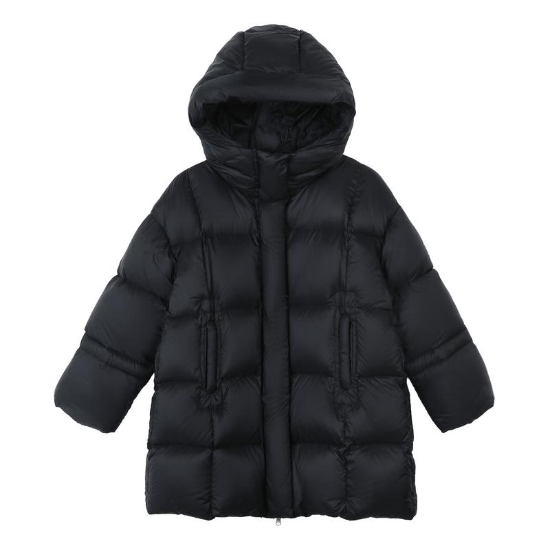 LUSONNORNOR Girls' Mid-length Hooded Down Jacket