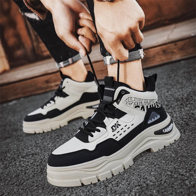 New Men's Classic Four Seasons Fashion High Top Thick Sole Skateboarding Shoes Comfortable Soft Sole Basketball Sneakers