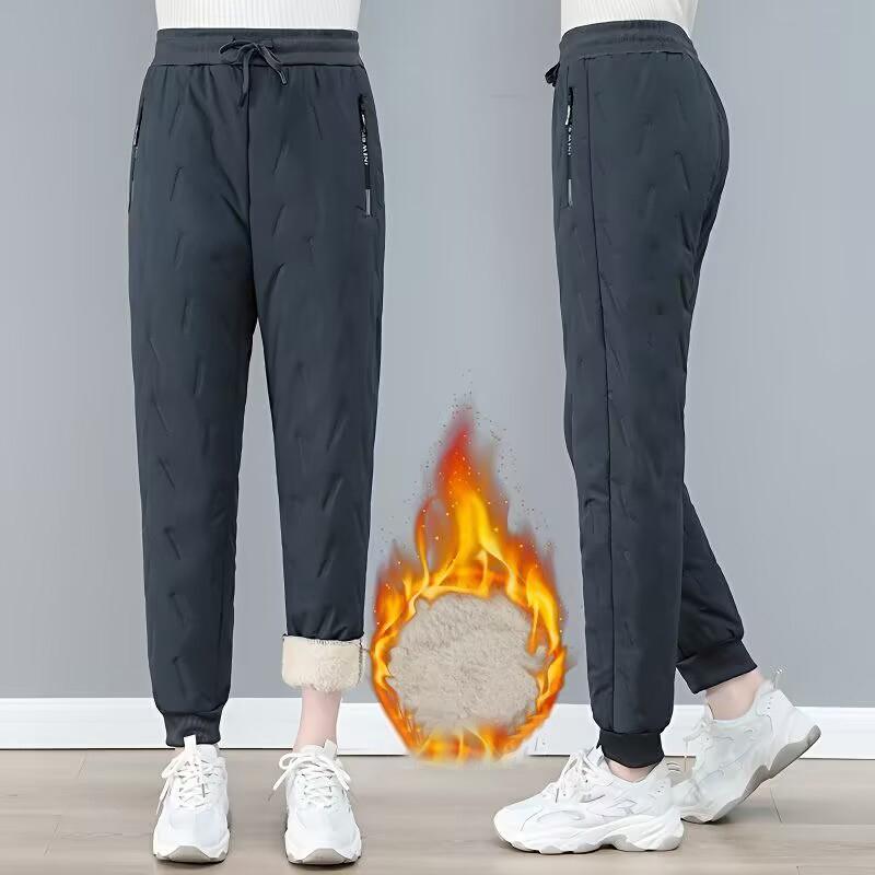 Pantalon d'hiver rembourré épais pour femme, grande taille, coupe-vent, froid, chaud, ample, décontracté