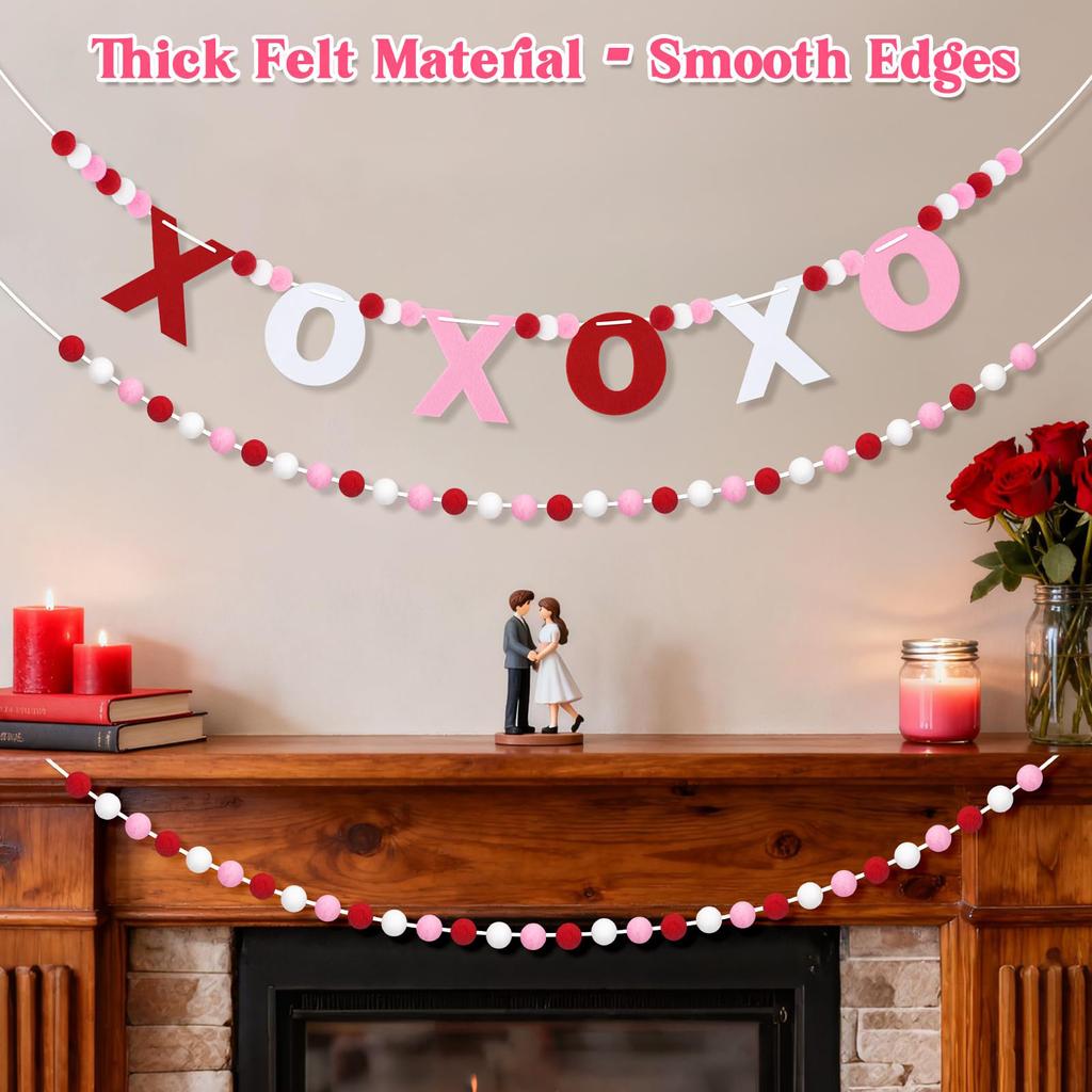 3 Stück Valentinstagsdekorationen, Vorgefädelte Valentinstagsgirlande, 3m Verstellbare Galentines Day Dekorationen Für Zuhause, Kaminsims, Wand, Klassenzimmer