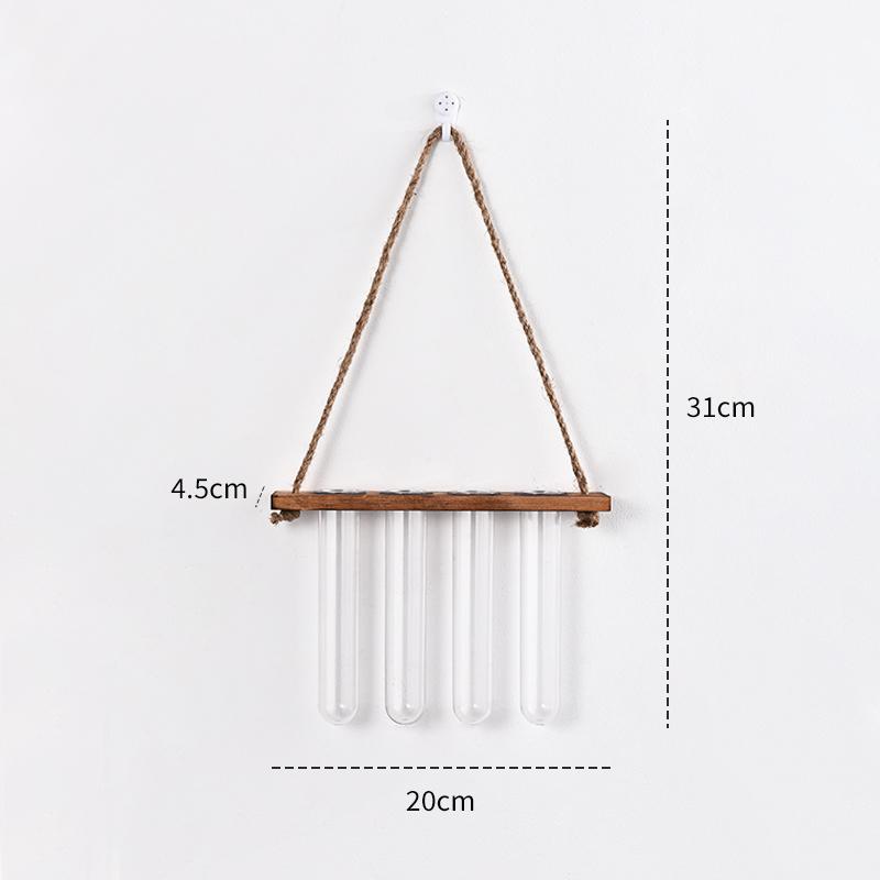 Ins Hydroponic Test Tube Vase Series Wall Mounted Wooden Frame Hydroponics Decorative Container Home Decoration Party Gift Vase