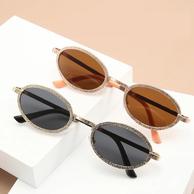 2PACK New Retro Oval Sunglasses for Ladies Fashion Small Metal Frame Sunglasses Women Classic Brand Shades Trends Summer Unique