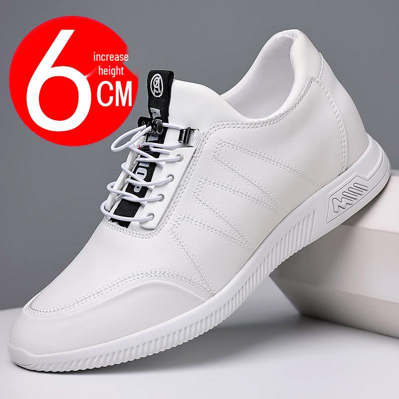 

White 2025 Men s Casual Height-Increasing Leather Shoes - Trendy Korean Style Size 43