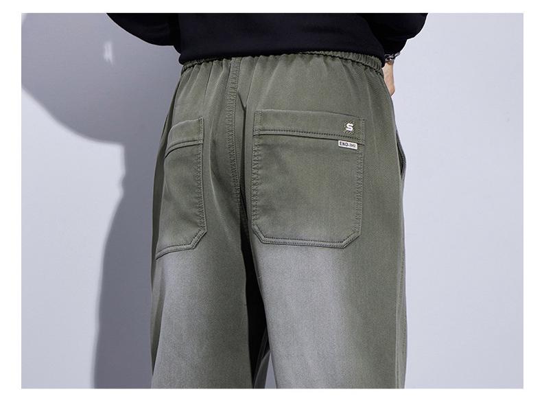 [Optional Fleece] Men's New Autumn/Winter Casual Lyocell Embroidered Drawstring Sports Pants