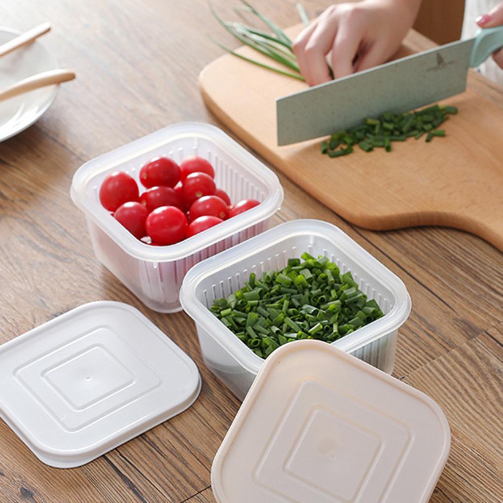Round Drain Sealed Crisper Ginger Garlic Onion Food Fridge Kitchen Storage Box