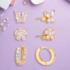 Elegant Zirconia Flower Butterfly Hoop Ear Rings Cartilage Studs Earrings for Women Fashion Jewelry Ladies Accessories