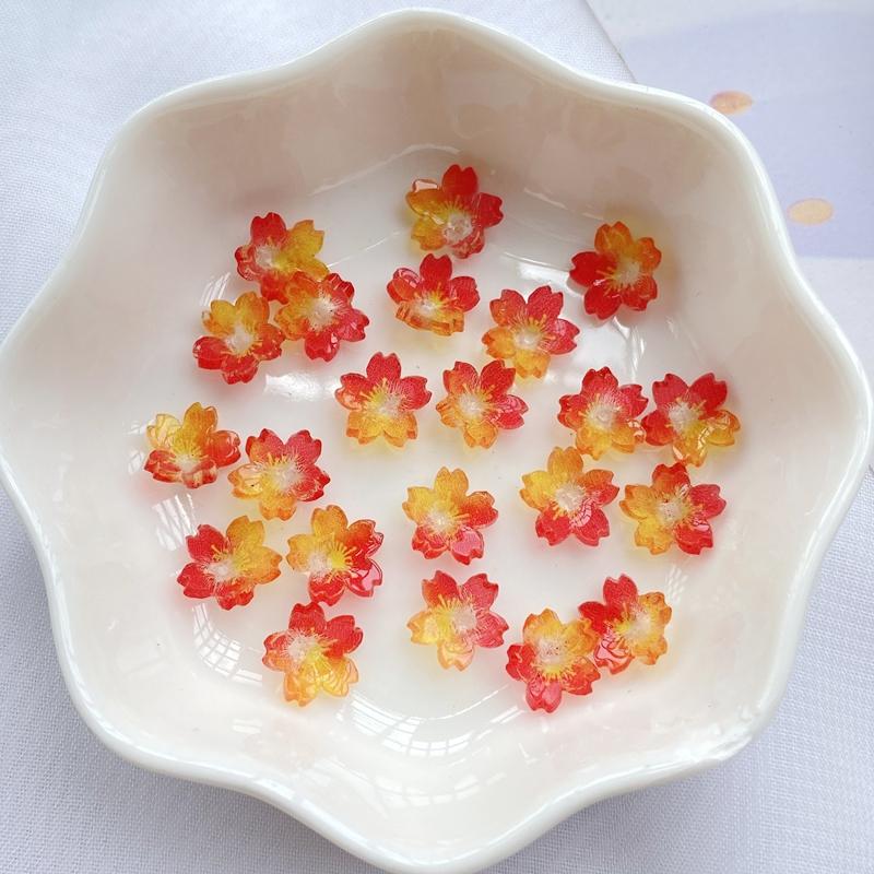 20Pcs New Cute Resin Mini Transparent Colored Flowers Series Flat Back Parts Embellishments For Hair Bows Accessories