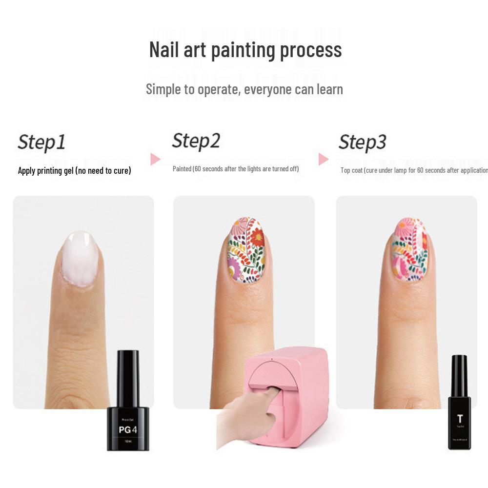Portable 3D Nail Art Printer: Fully Automatic Color Painting and Floral Design Machine
