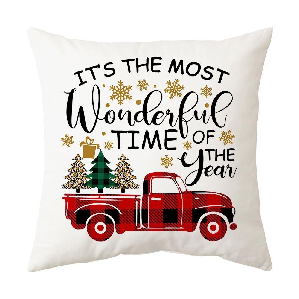 Christmas home decoration pillow cover Merry Christmas Snowman Christmas tree plaid printed cushion cover Sofa room decoration