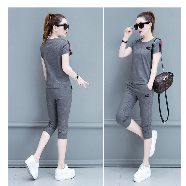 Women's Summer 2025 Cotton Sport Suit: Loose Short Sleeve Top & Cropped Pants Two-Piece Set