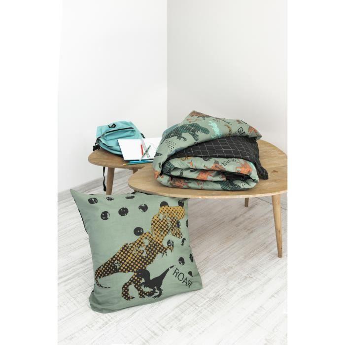 Housse De Couette - Trias Dino - Vert - 140x200cm - 100% Coton - Qualité Supérieure