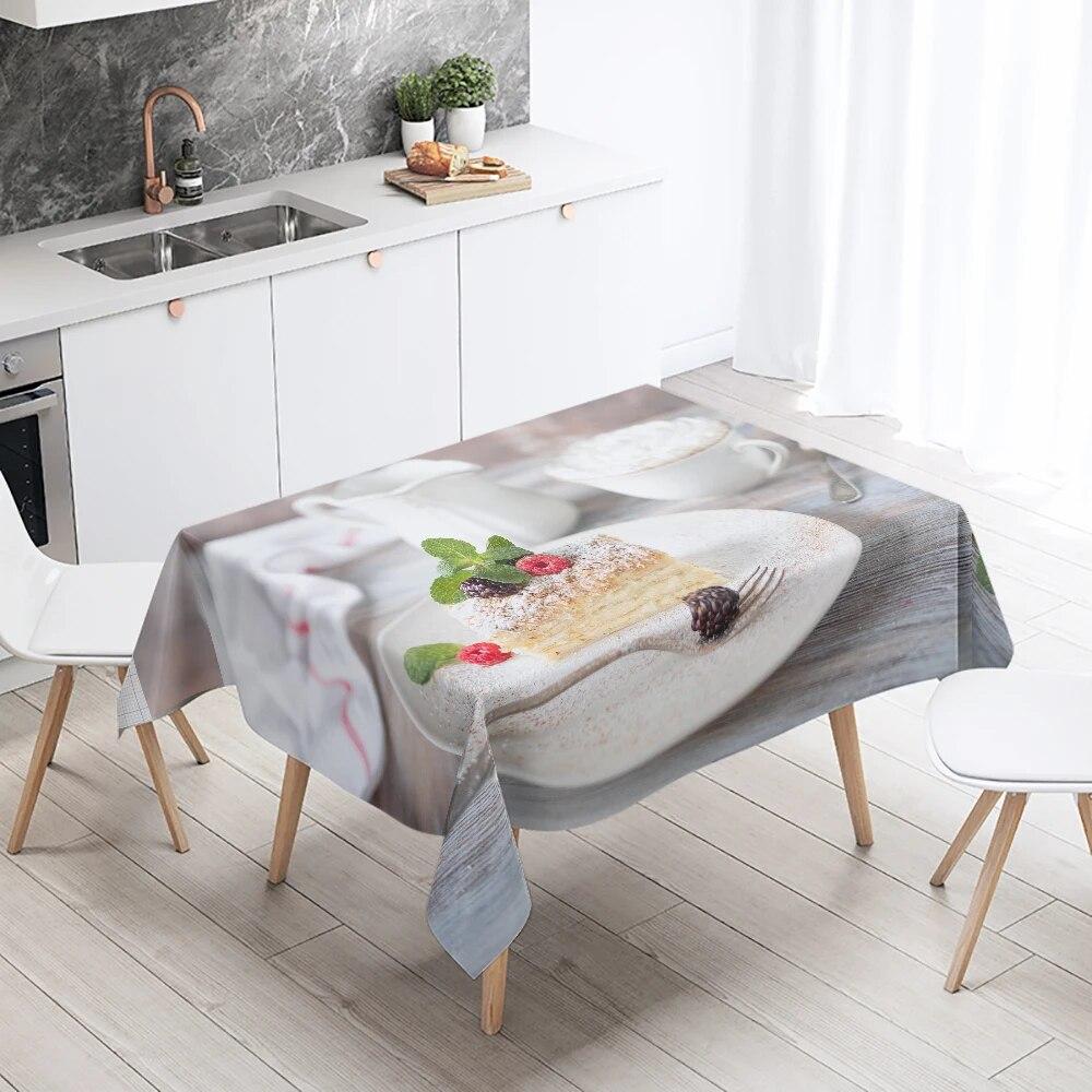 Fata de Masa Imprimata Tort Gourmet Decor pentru Ziua de nastere Masa Restaurant Bucatarie Rezistenta la Pete Impermeabil