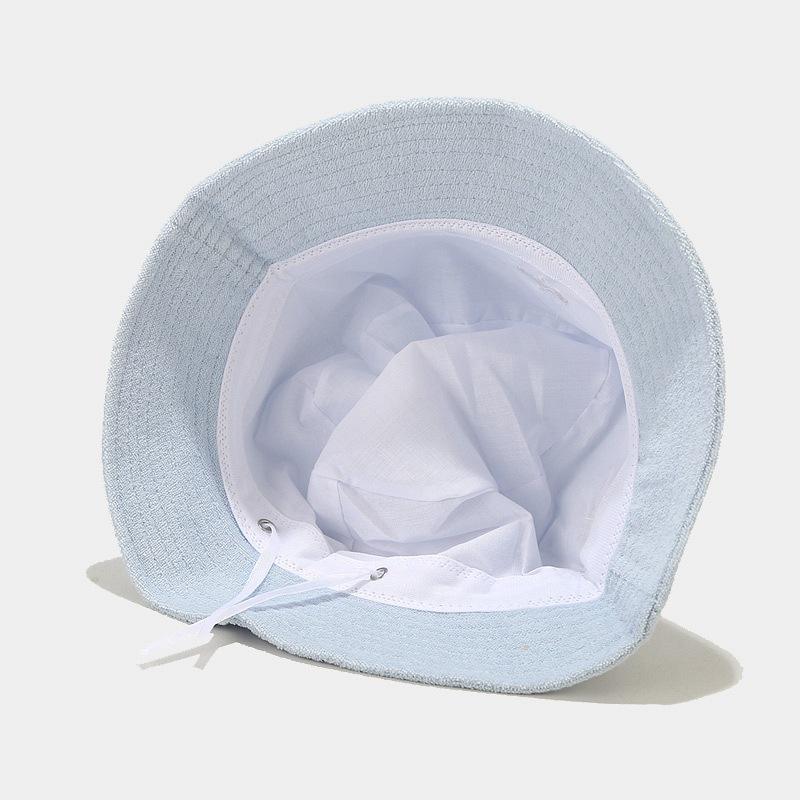 Korean Version of the New Towel Material Bucket Hat Symbol Embroidery Internet Celebrity Foldable Basin Hat Spring and Autumn Outdoor Visor Hat Chil