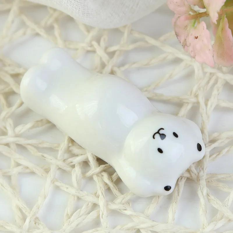 1pc Japanese Ceramic Cute White Bear Rack Penholder Incense Burner Holder Chopstick Rest Table Decor For Kitchen Home Ornament