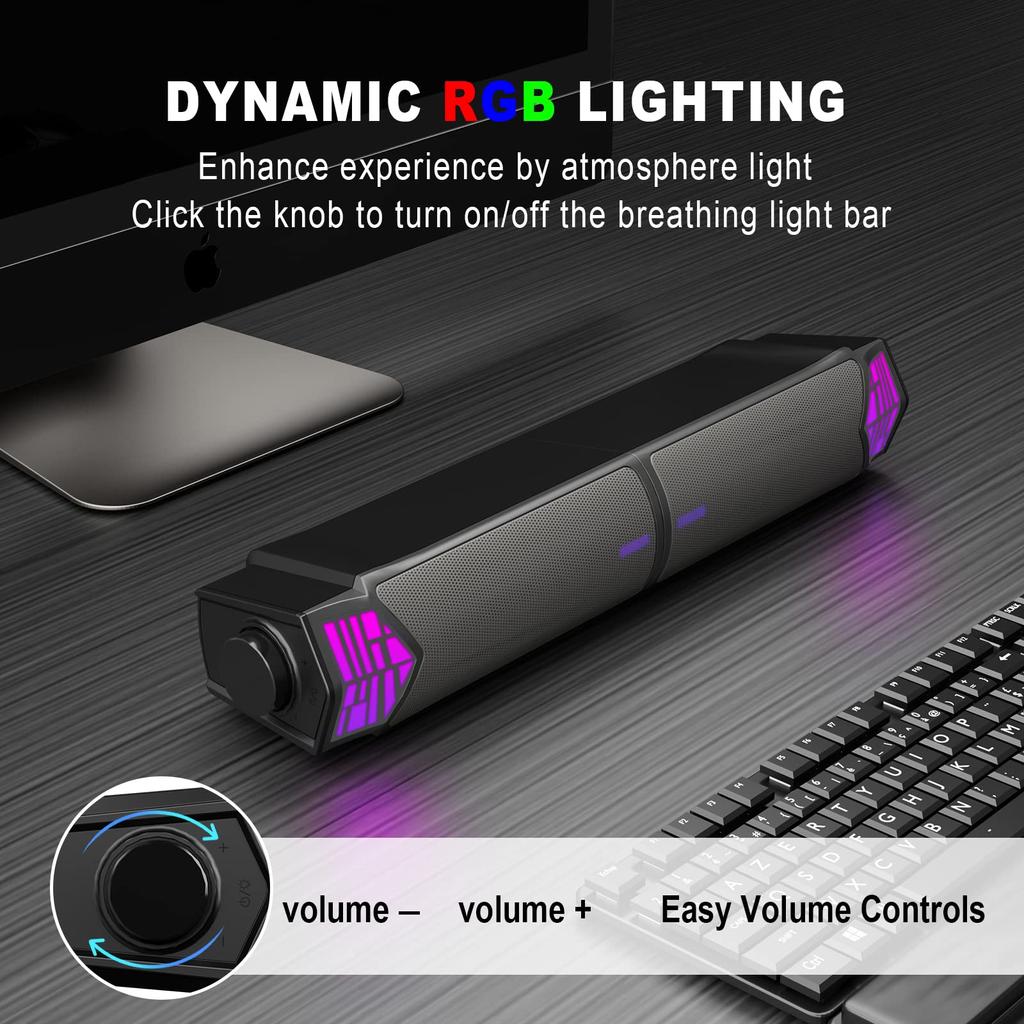 Smalody PC Bluetooth Gaming Speaker with LED USB Plug Compatible with [2in1] Speaker, 5.3 Light, Connection, & Play, Computers/Laptops/Game Consoles,
