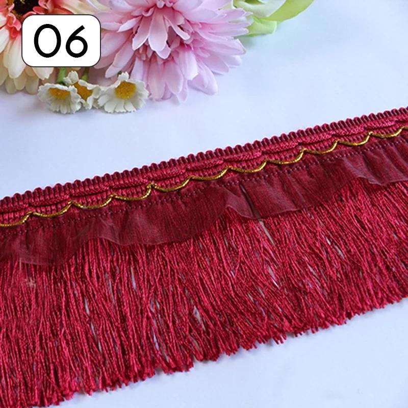 Wholesale 12M Long Fringe Polyester Yarn Gold Thread Tassel Lace Trim Ribbon Sew Latin Dress Garment Curtain DIY Accessories