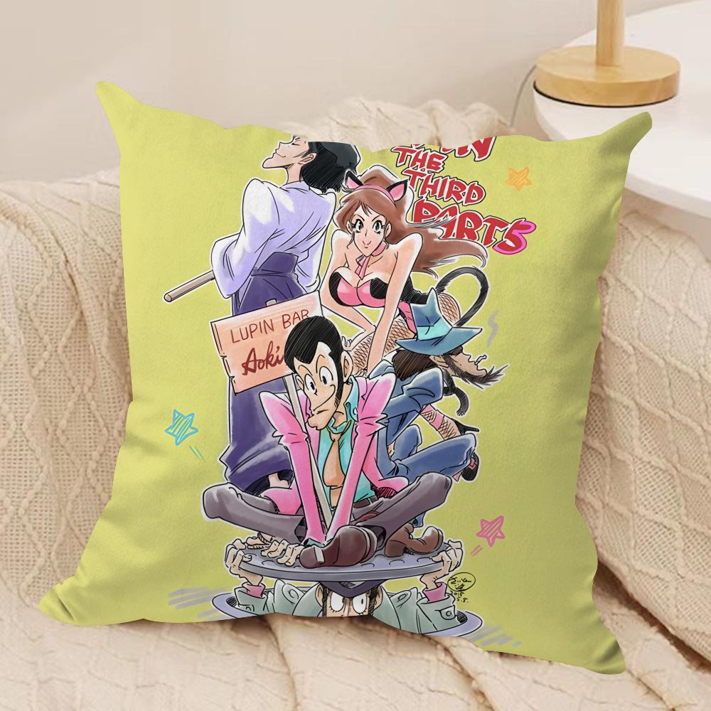 AArsene Lupin The Third Cushion Cover Silky Short Plush Invisible Zipper Dustproof Sofa Pillow Case for Home Decor