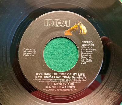 7inch Record BILL MEDLEY  JENNIFER WARNES  Ive Had The Time Of My Life 52247RX RCA 1987 US Rock Used