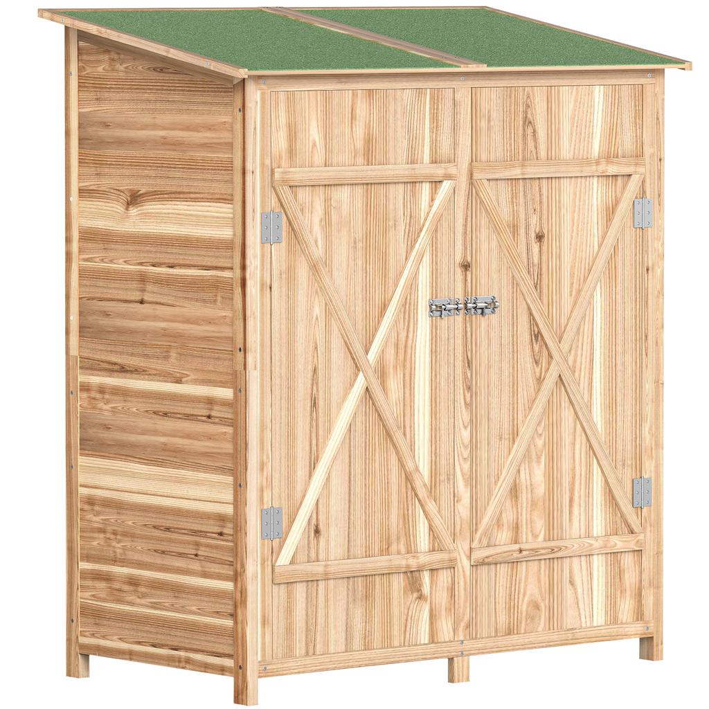 140 X 75 Fir Wood Garden Shed, with Asphalt Roof - Natural