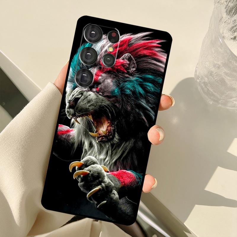 King of jungle Lion For Samsung Galaxy S22 Ultra S21 S20 FE S8 S9 S10 Note 10 Plus Note 20 Ultra Phone Case
