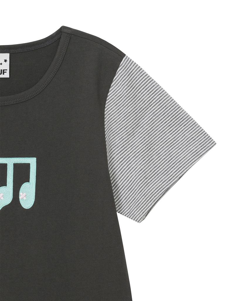 BAUF Layered Melody Boat Neck T-Shirt [Charcoal]