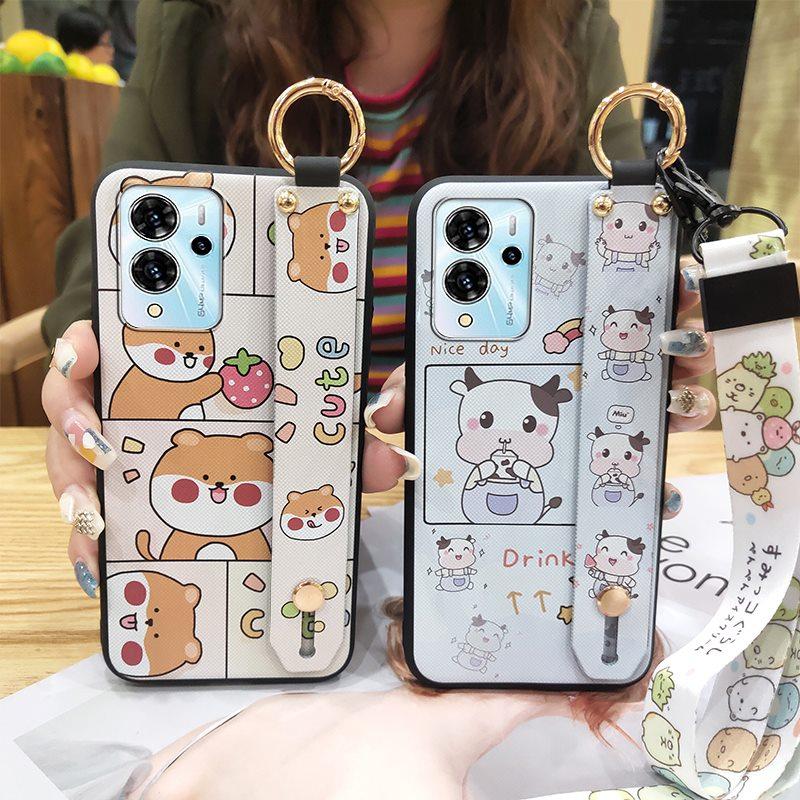Wrist Strap Soft case Phone Case For ZTE Blade V40 Pro Dirt-resistant Cartoon Back Cover Cute Waterproof Anti-knock Ring