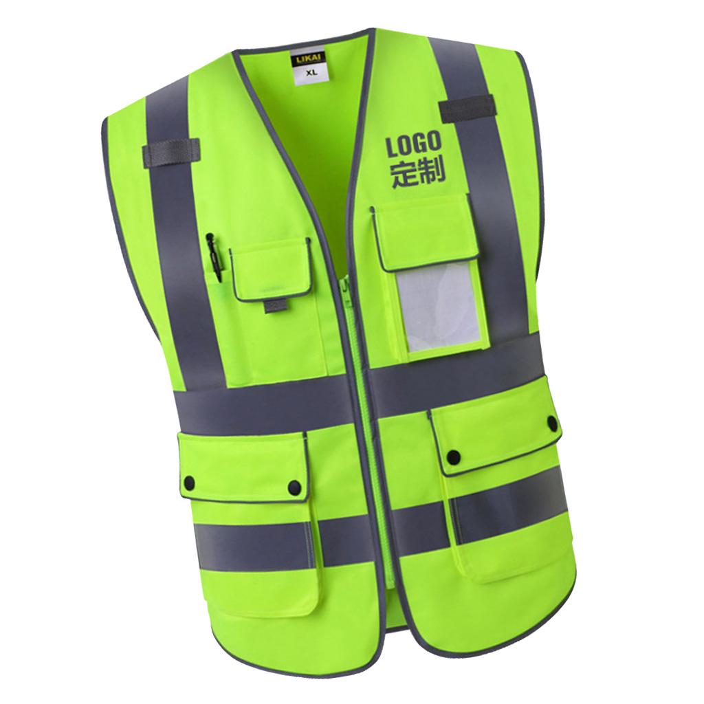 Reflective Safety Vest Construction Traffic Waistcoat Fluorescent Green ...