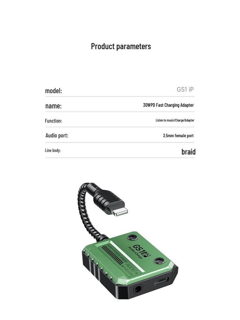 Pu Ji GS1 Sound Card: 2-in-1 Lightning Converter for Mobile Gaming