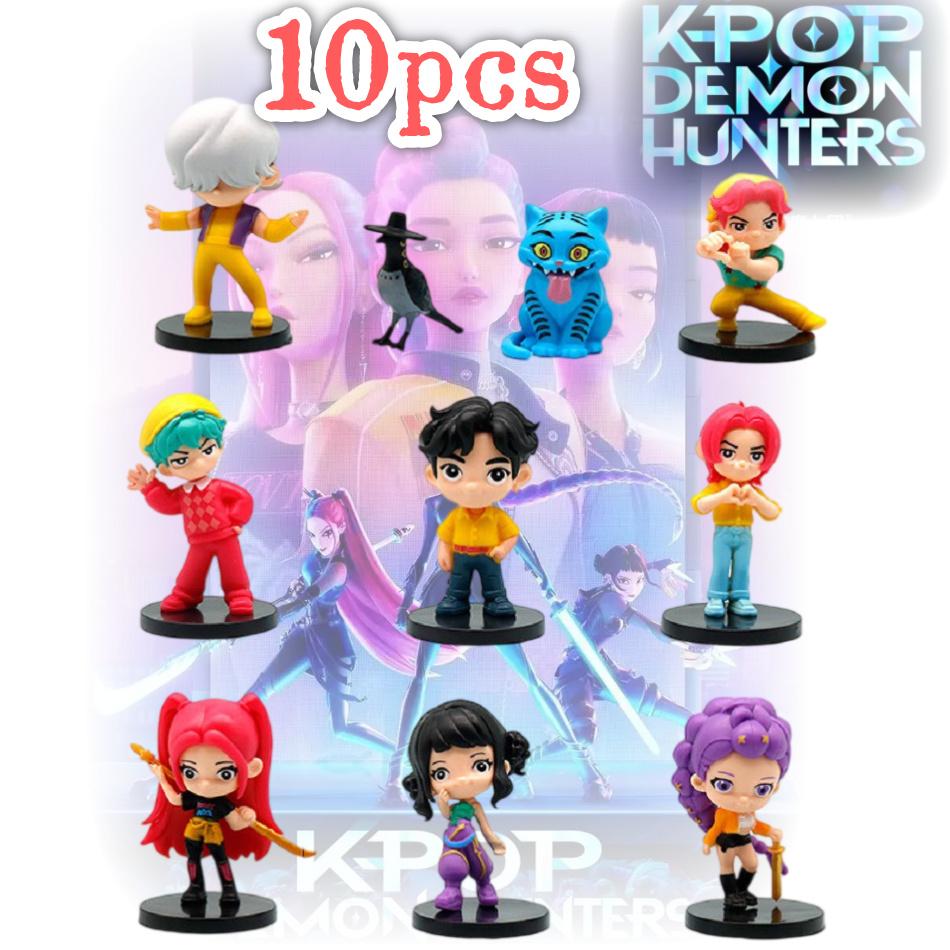 10 Stück/Set Kpop Devil Hunter Actionfigur Spielzeug Derpys Tiger Rumi Mira Zoey Sussy Q-Version Figur Statue Puppe Für Fans Geschenk
