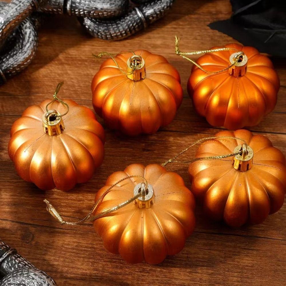 12 Pcs Plastic Pumpkin Hanging Ornaments Matte Pumpkins Pendants Thanksgiving Decorations  Christmas