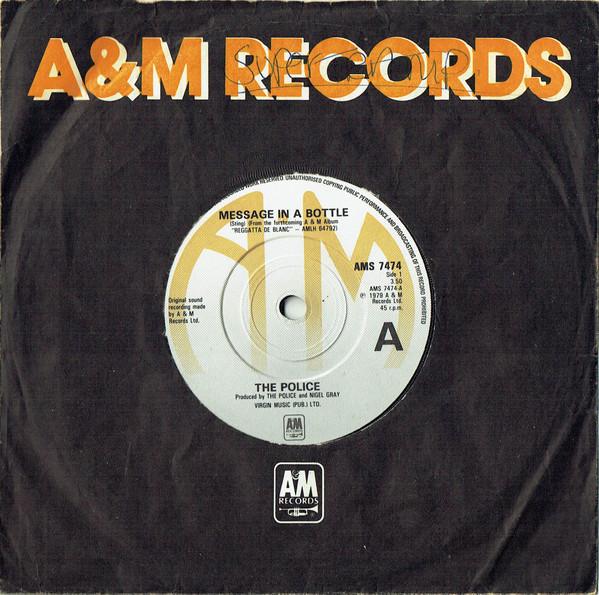 

7inch Record POLICE - Message In A Bottle AMS7474 A&M Records 1979 UK Rock Used