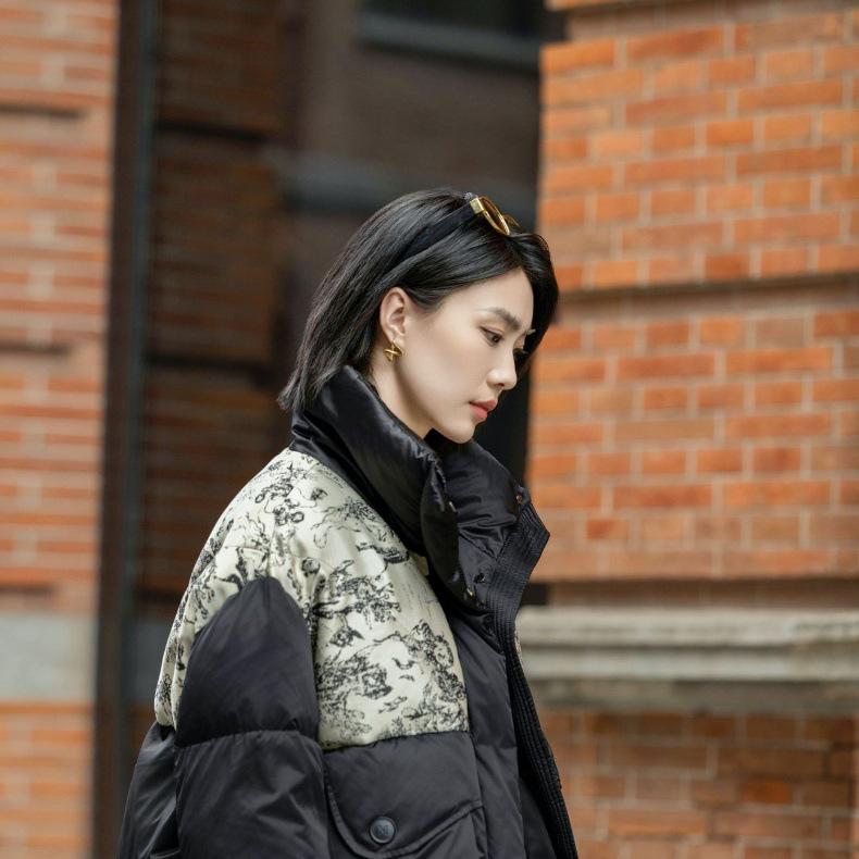Women's 2024 Winter Short Down Jacket - National Style Patchwork Goose Down Outerwear