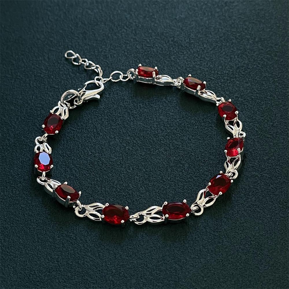 Fashion silver color red stone bracelet men and women fashion jewelry birthday jewelry