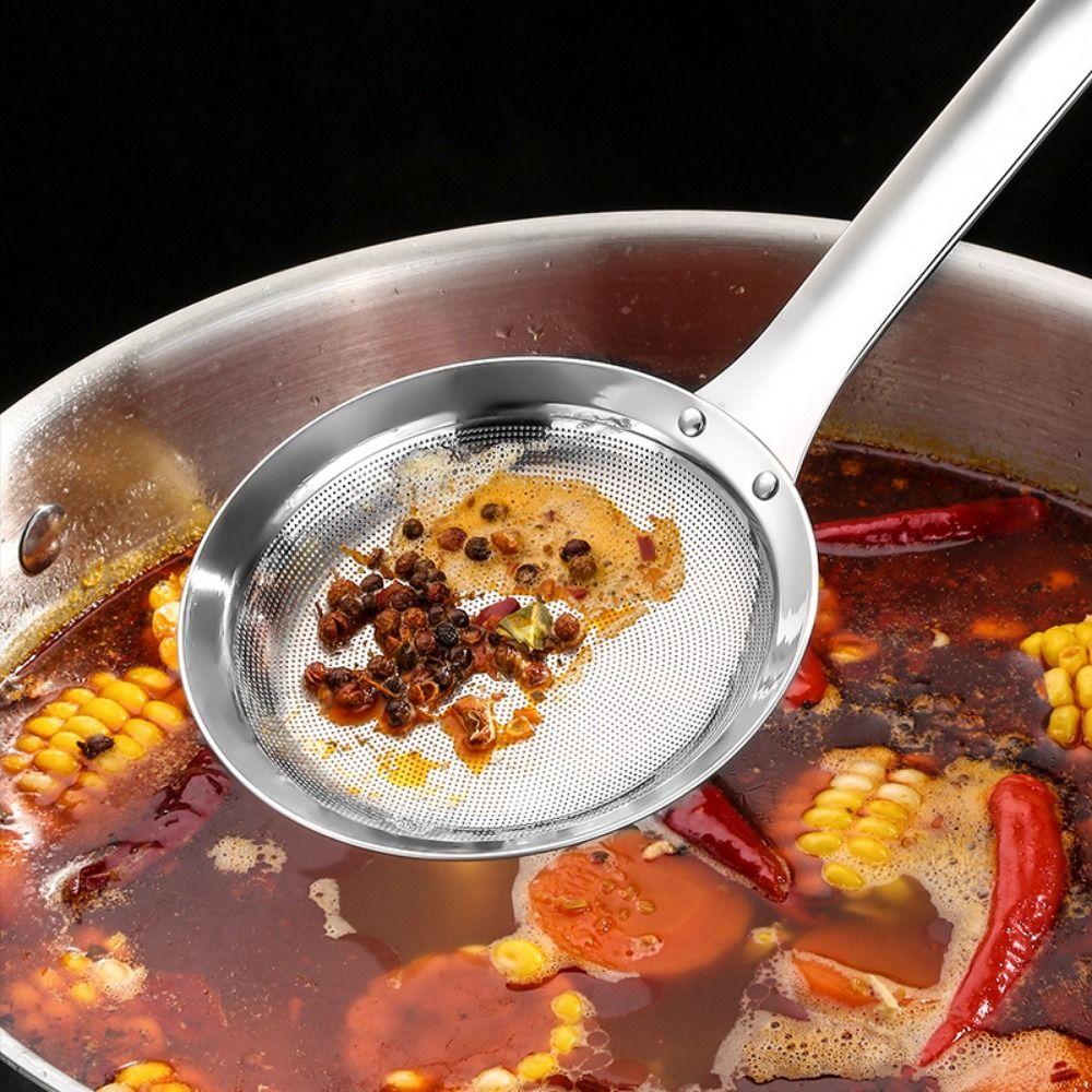 Long Handle Oil Filtering Spoon Comfortable Handle Kitchen Strainer  Kitchen Gadgets