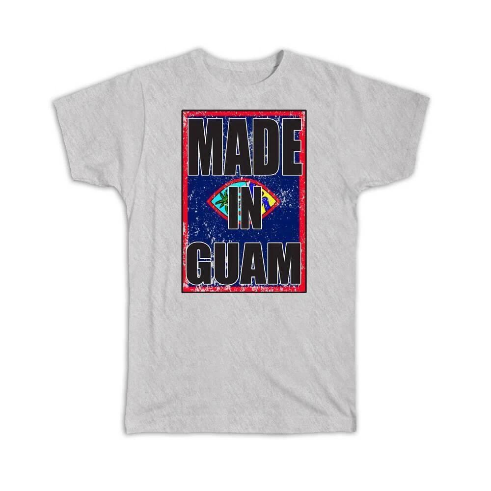 Gift T-Shirt : Made In Guam Flag Retro Artistic Guamanian Expat Country 2XL