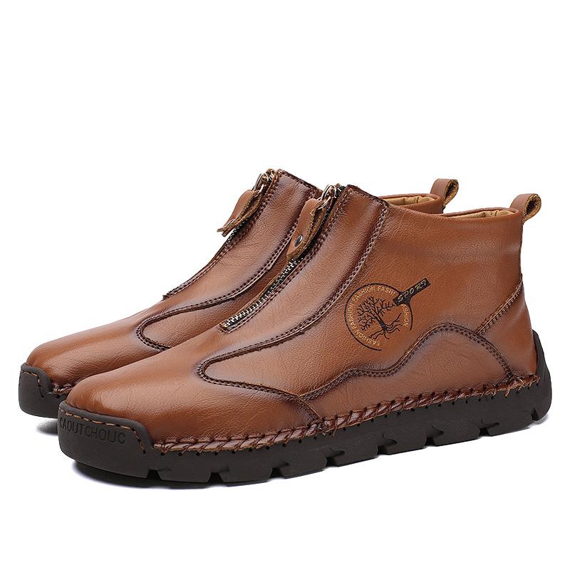 Autumn and Winter 2025 New Large Size Men's High-top Cotton Outdoor Martin Boots Genuine Leather Korean Version Handmade Warm Shoes