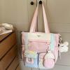 Schoolbag new Japanese ins fresh and sweet contrasting colors splicing bar pain bag girl junior high school students large capacity backpack