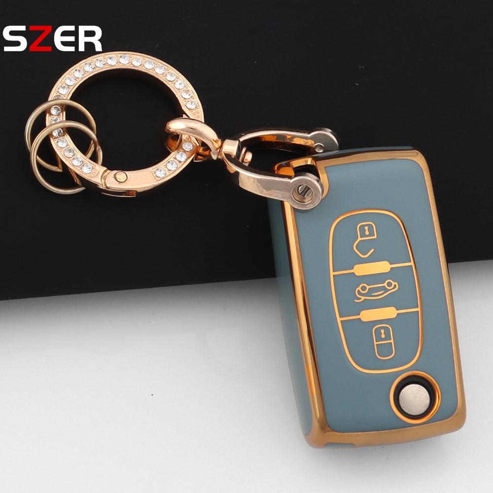 For Citroen C2 C3 C4 C5 C6 Xsara Berlingo For Peugeot 207 307 308 407 607 807 Fashion Tpu Car Key Case Cover Keychain Fob Shell