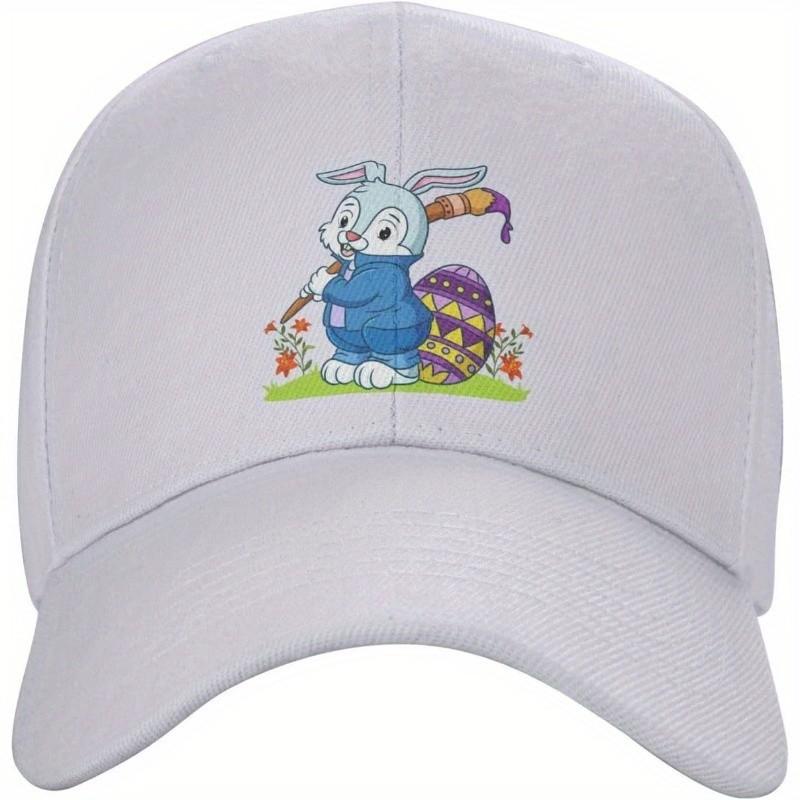 Easter Bunny Painting Egg Baseball Cap Classic Casual Polyester Adjustable Dad Hat for Adults